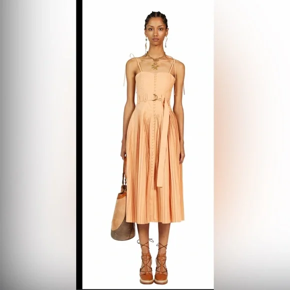 Ulla Johnson Peach Midi Dress - Picture 2 of 10